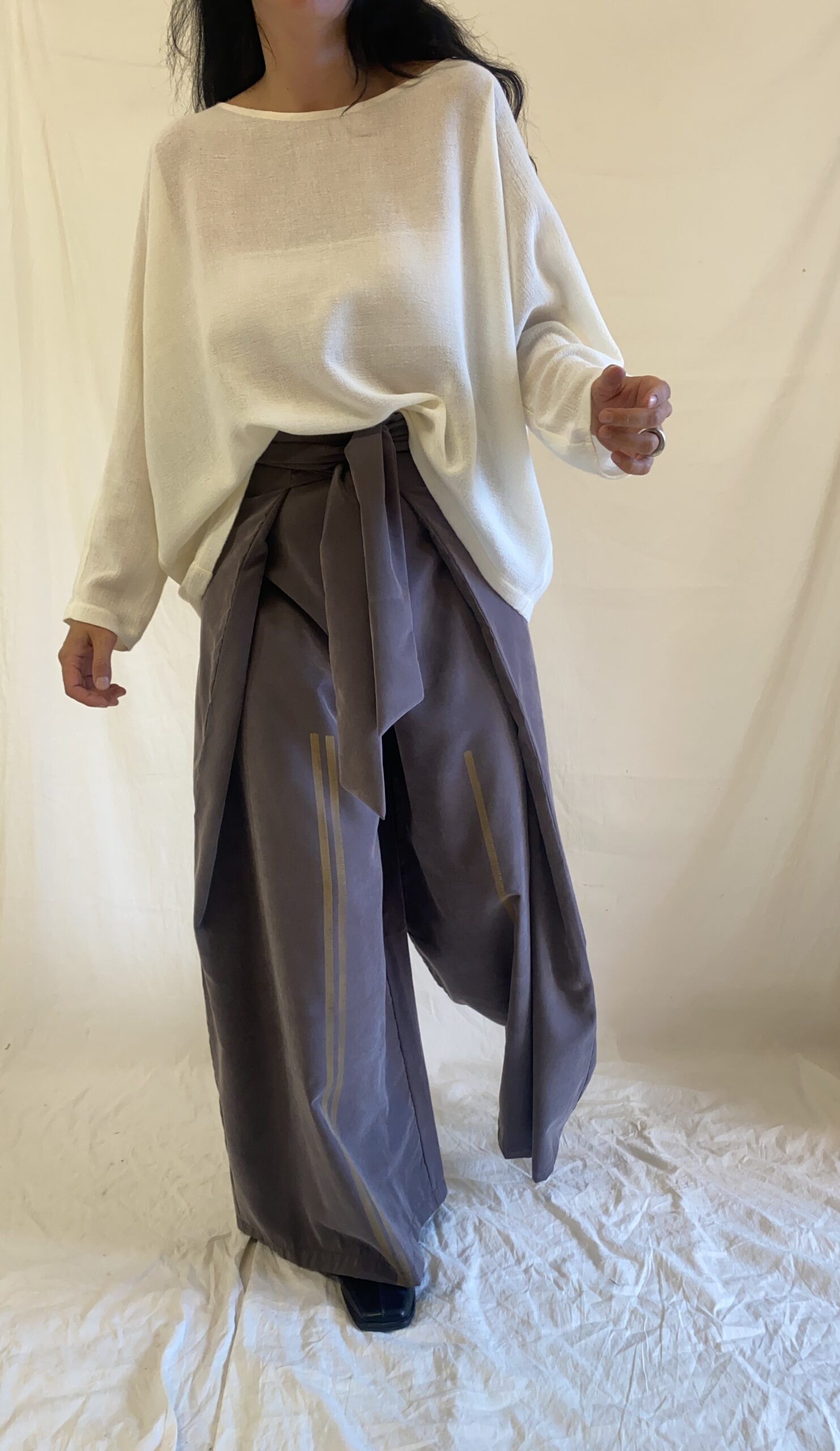 Wrap pants no season cupro tortora scuro