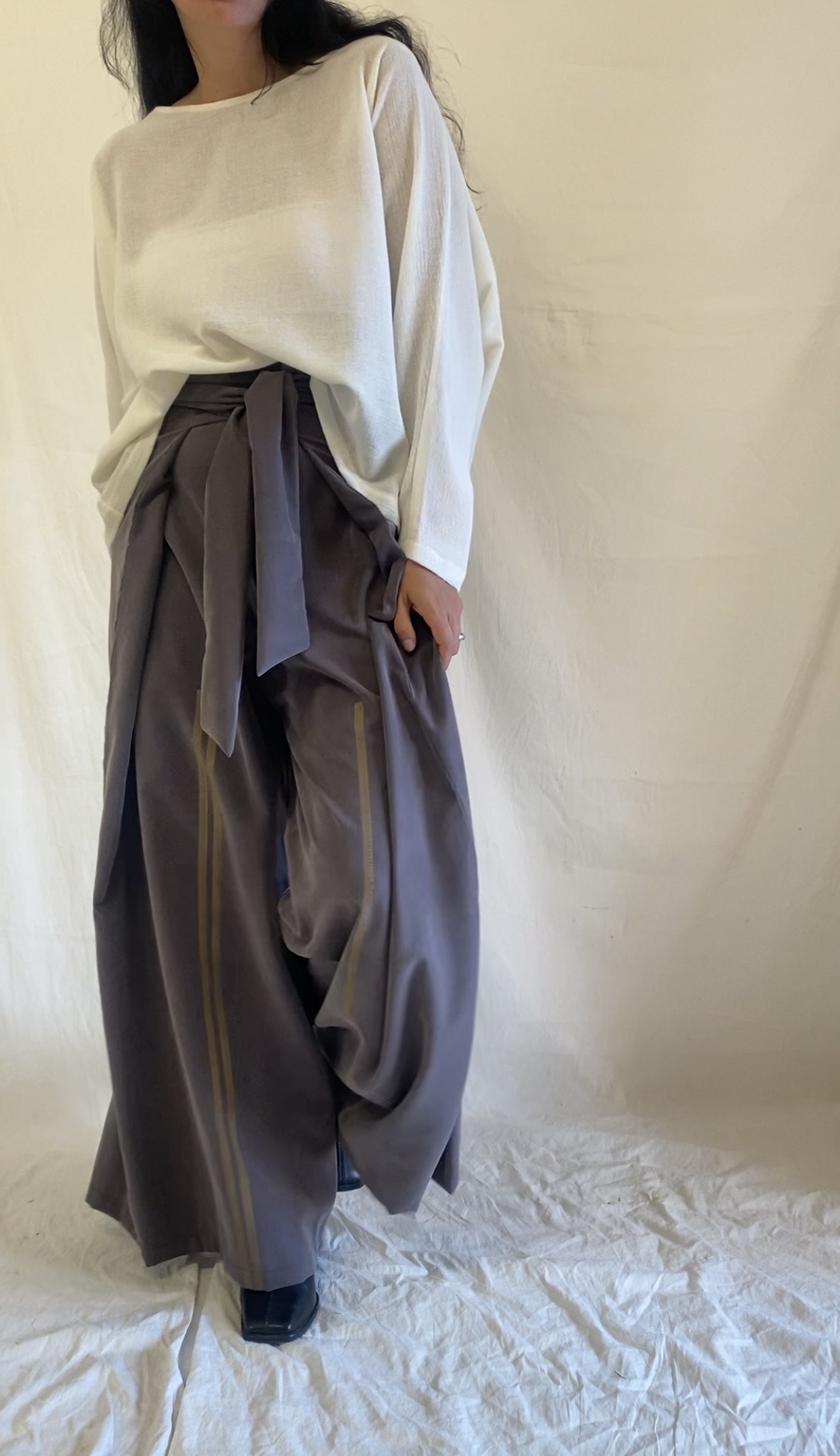 Wrap pants no season cupro tortora scuro